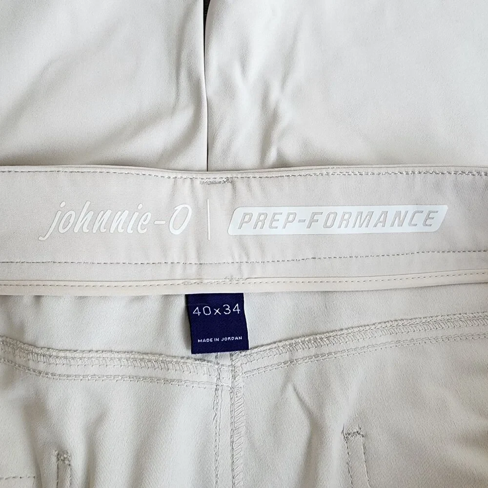 Johnnie-O Men's Pants 40x34 Prep-Formance Stone Chinos Golf Casual